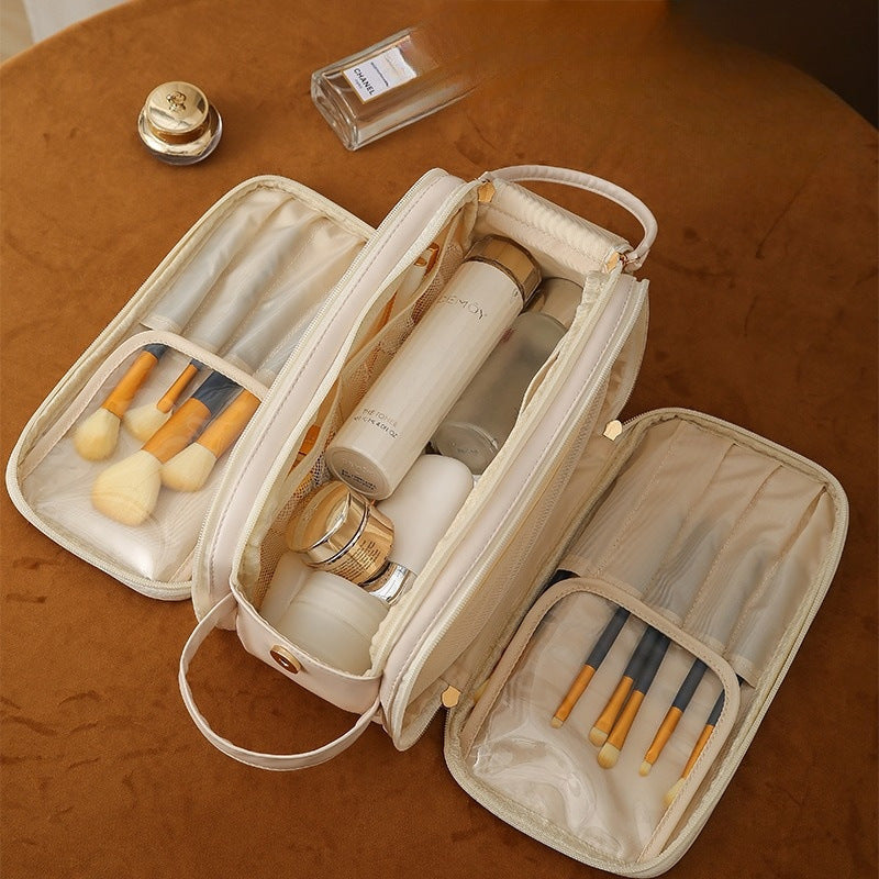 Three-Layer Double Zipper Cosmetic Bag