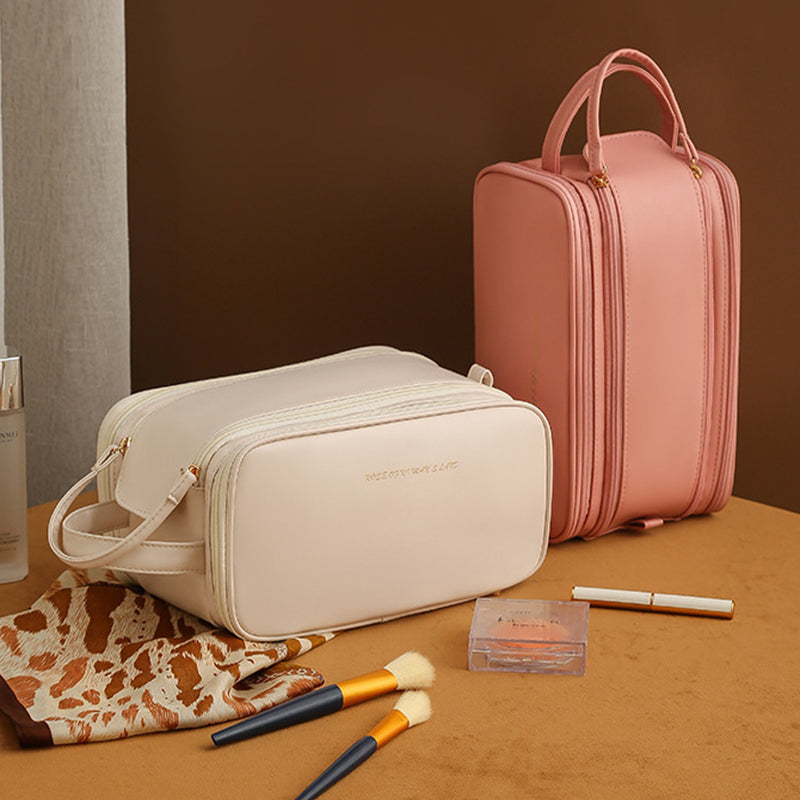 Three-Layer Double Zipper Cosmetic Bag