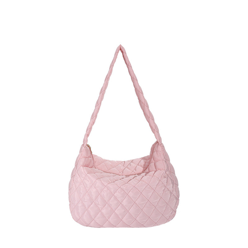 Plush Crossbody Bag with Rhombus Stitching