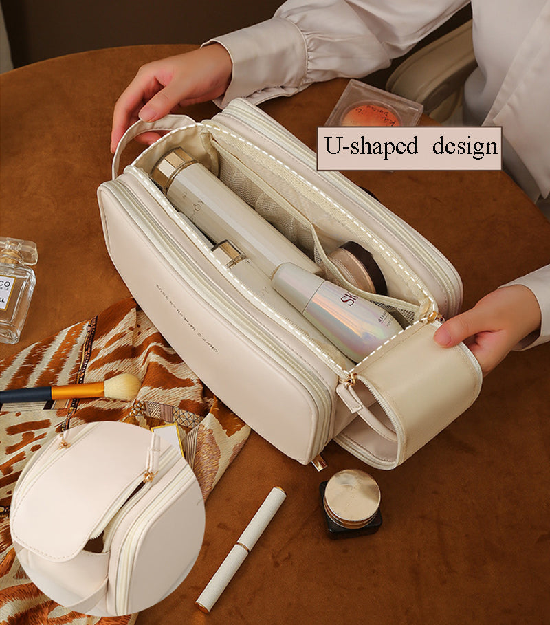 Three-Layer Double Zipper Cosmetic Bag